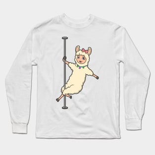 Llama on pole dance pole - Pole Fitness Long Sleeve T-Shirt